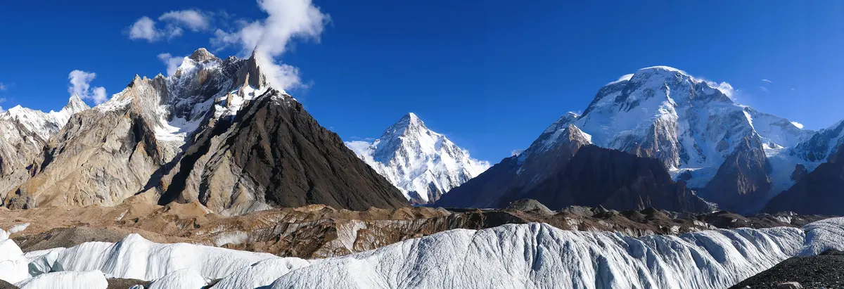 Marble Peak, K2 and Broad Peak from Concordia